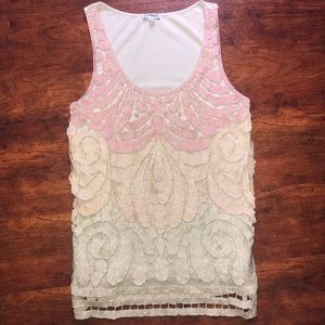 Express Rose Gold Ombré Crochet Tank Size M